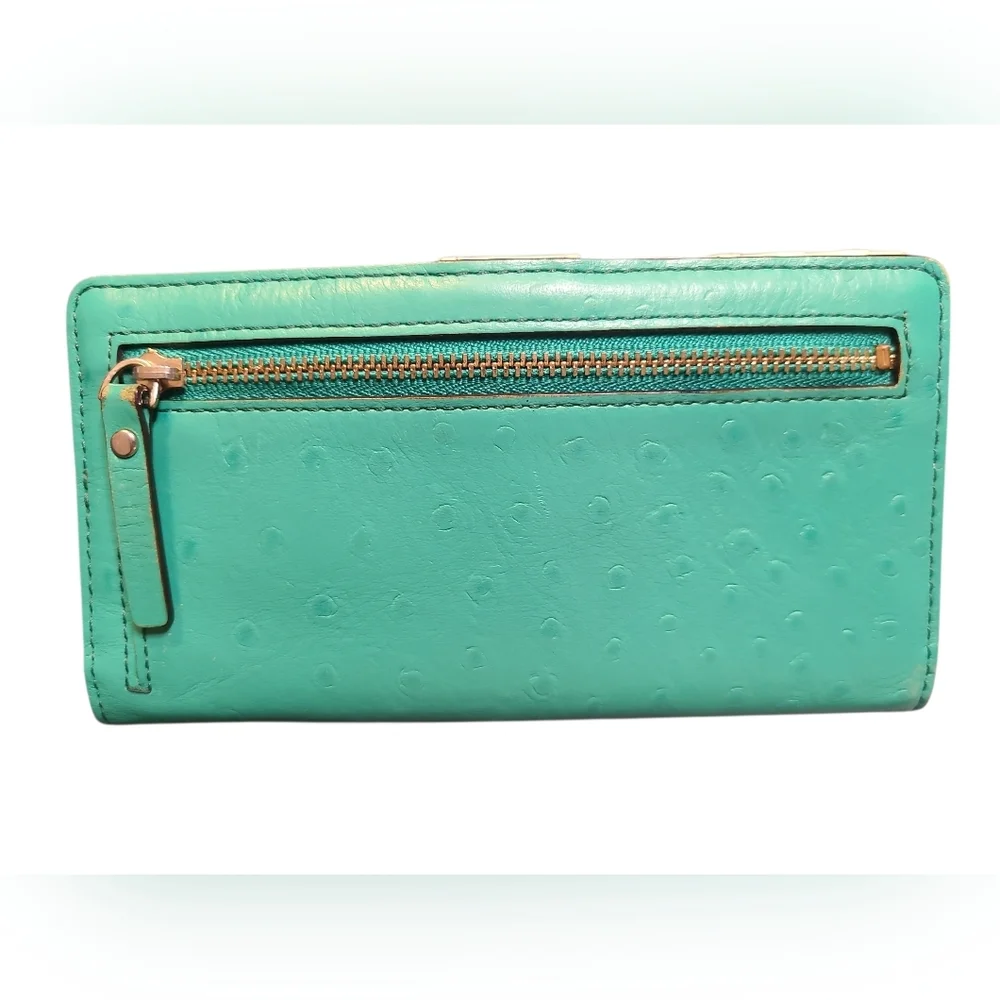 kate spade Teal Embossed Leather Phone Wallet Case with Strap